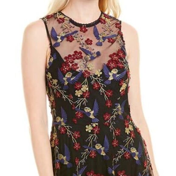 Dress the Population Dresses & Skirts - NWT Dress the Population Gina Sleeveless Lace Illusion Hummingbird Maxi Dress M